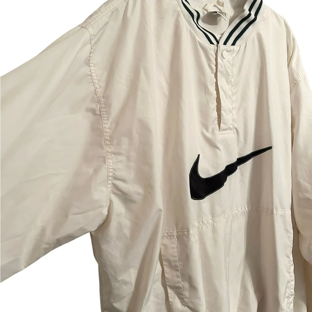 Vintage Nike Swoosh Bomber Puffer Pullover Jacket White Men’s Large‎